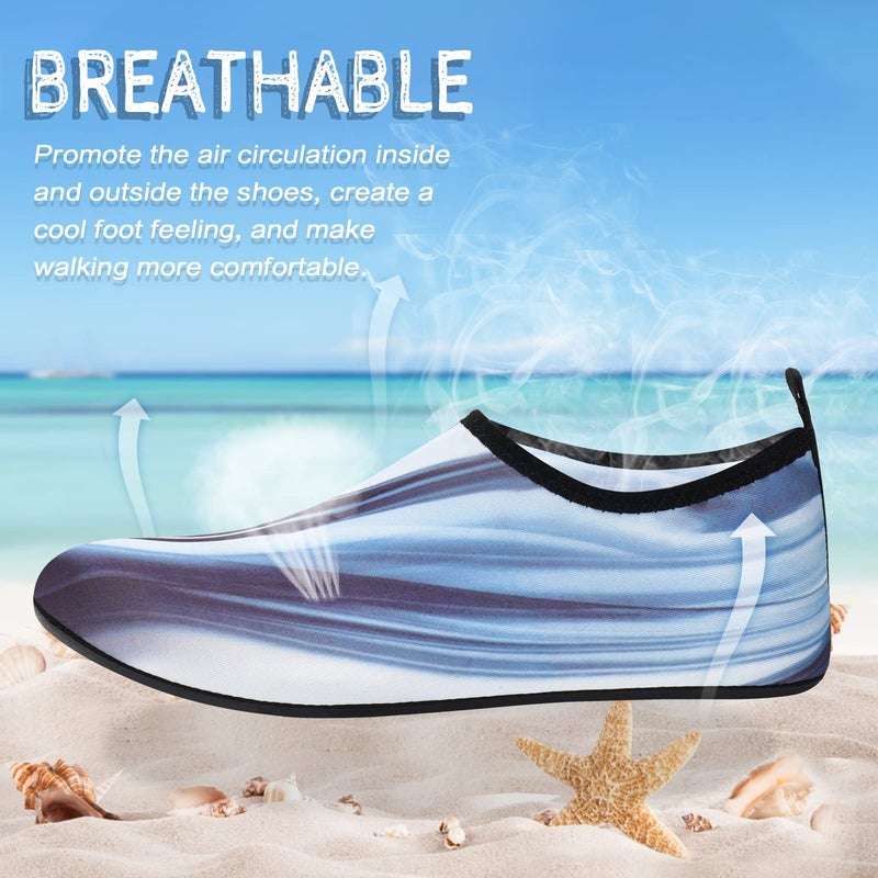 ANLUKE Water Shoes Barefoot Aqua Yoga Socks Quick-Dry Beach Swim Surf Shoes for Women Men Grey/Stripe 40/41 - Image 3